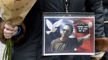 Hommage au professeur d'histoire-géographie Samuel Paty, le 18 octobre 2020 à Lille