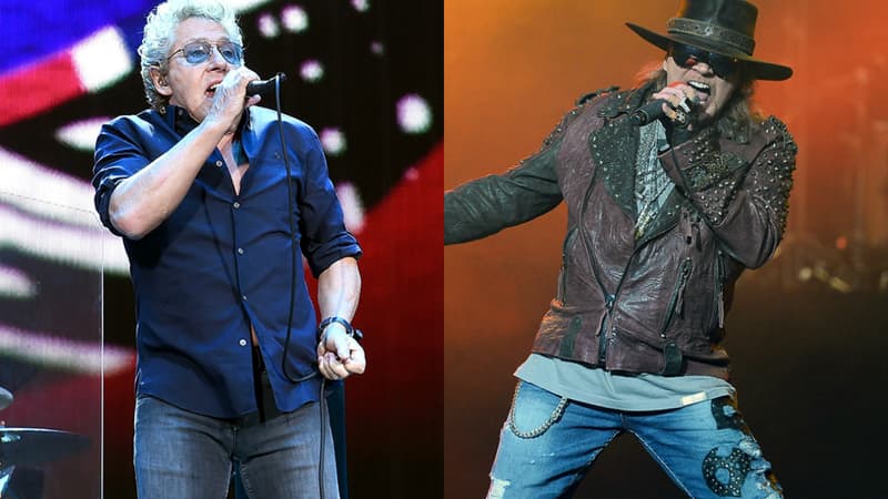 Roger Daltrey et Axl Rose, chanteurs des groupes The Who et Guns N' Roses.