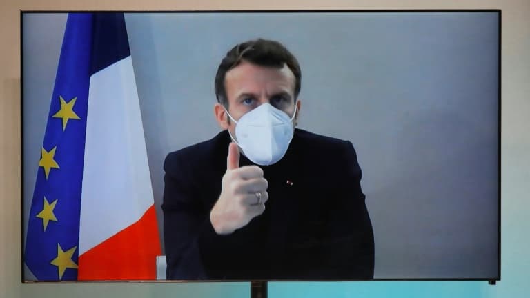 Emmanuel Macron participe, par vidéoconférence, à la Conférence nationale humanitaire, réunie le 17 décembre au ministère des Affaires étrangères