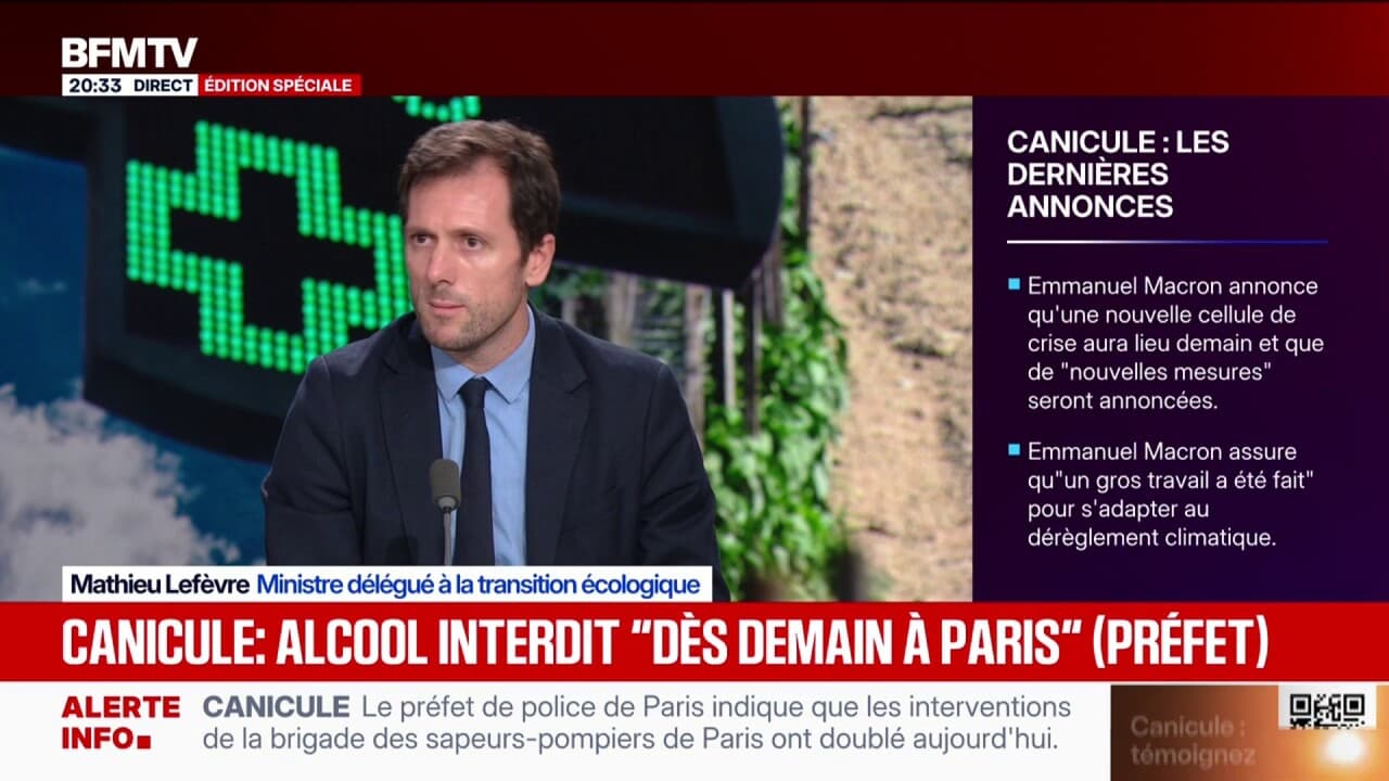 Canicule: Mathieu Lefèvre, ministre délégué à la Transition écologique, en appelle à "la responsabilité individuelle pour ne pas faire peser une tension inutile sur notre système de soin"