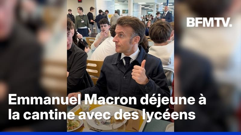 Emmanuel Macron déjeune à la cantine avec des élèves du lycée des Haberges à Vesoul