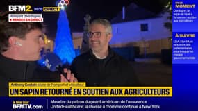 Dordogne: un sapin de Noël à l'envers en soutien aux agriculteurs