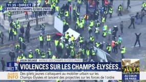 Des gilets jaunes ont mis en place une barricade pour faire face aux forces de l'ordre