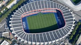 Vue aérienne du Parc des Princes, le 14 juillet 2018 à Paris