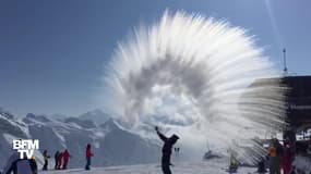 En Savoie, l’eau bouillante jetée en l’air gèle instantanément