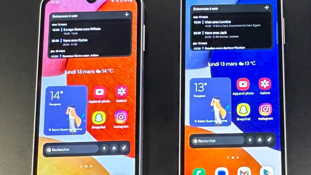 De gauche à droite: les Samsung Galaxy A14 et A14 5G