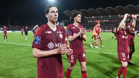 Les joueurs d'Annecy contre Bordeaux en Ligue 2, le 26/05/2023