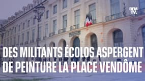 Des militants écologistes recouvrent de peinture le ministère de la Justice et le Ritz, à Paris