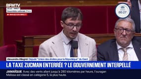 Taxe Zucman: "À quelle sauce l'ogre socialiste va-t-il dévorer le contribuable?", interroge Alexandre Allegret, député "Union des droites pour la République" à l'Assemblée