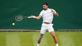 Novak Djokovic a l'entraînement à Wimbledon, le 28 juin 2024