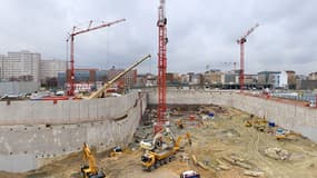 Pose de la première pierre du futur Palais de justice de Paris