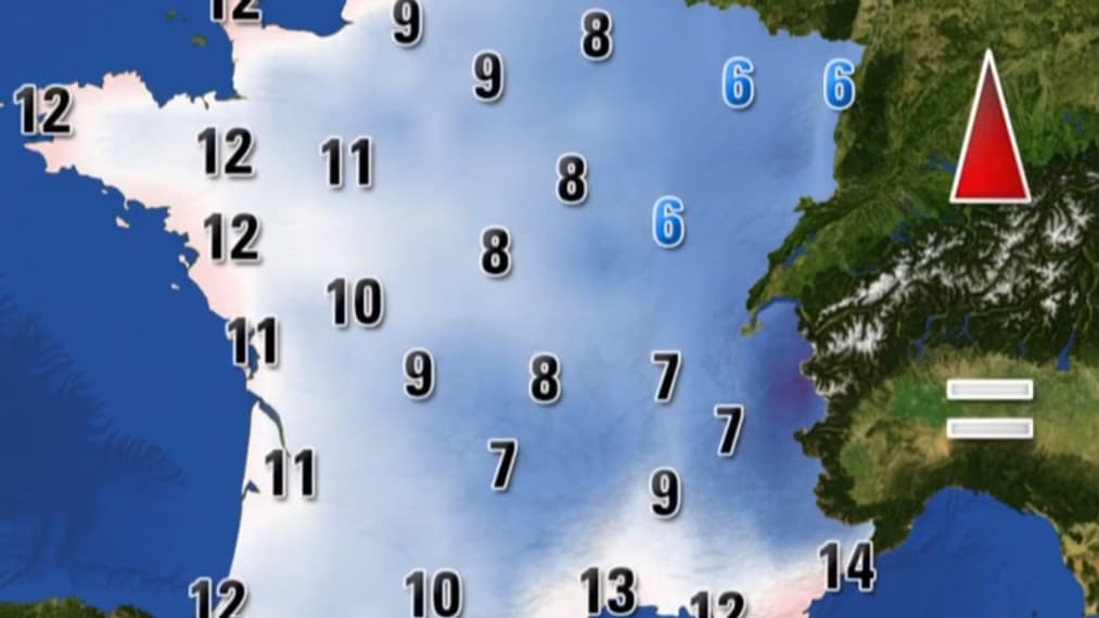 Les températures de ce lundi 27 novembre l'après-midi