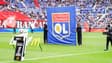 Le logo de l'OL au Groupama Stadium le 4 mai 2025