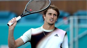 L'Allemand Alexander Zverev,  vainqueur vainqueur de l'Australien Thanasi Kokkinakis, 6-4, 6-4, en 8es de finale du Masters 1000 de Miami, le 29 mars 2022