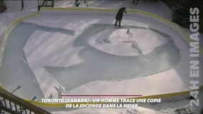 Il dessine une Joconde dans la neige