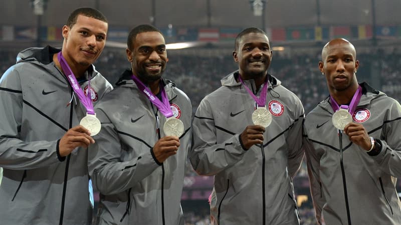 Bailey, Gay, Gatlin et Kimmons sur le podium du relais 4x100m en 2012