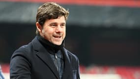 L'entraîneur argentin du PSG Mauricio Pochettino heureux de la victoire de son équipe à Brest  pour la Coupe de France, le 6 mars 2021 