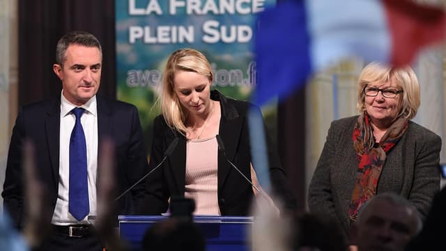 Marion Maréchal Le Pen s'adresse à ses militants après l'annonce des résultats du deuxième tour, et de sa défaite, à Marseille.