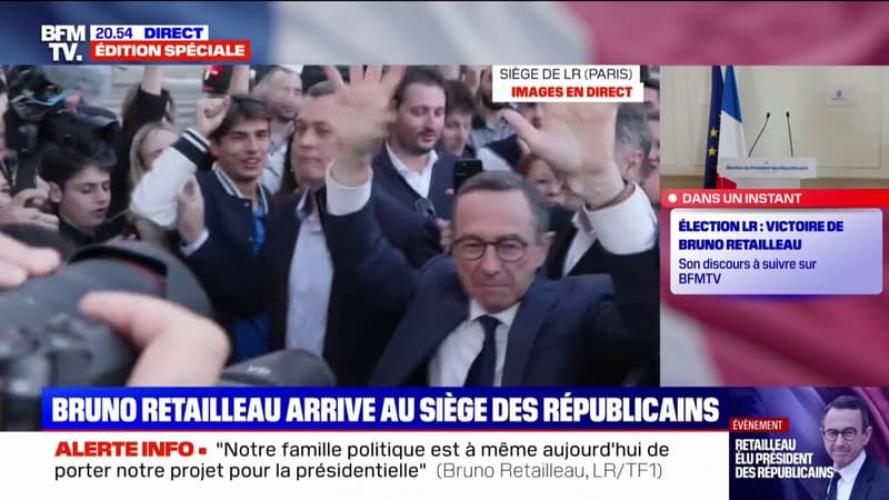 Présidence LR: Bruno Retailleau acclamé à son arrivée au siège des...