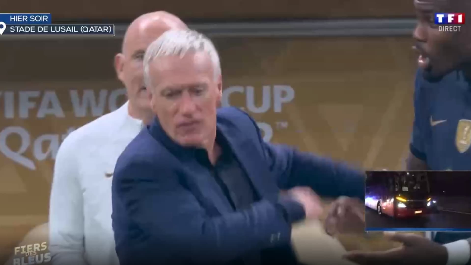 Didier Deschamps s'énervant après Marcus Thuram durant France-Argentine Didier Deschamps s'énervant après Marcus Thuram durant France-Argentine