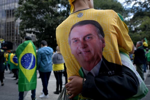 Des manifestants rassemblés pour exprimer leur soutien au président Jair Bolsonaro à Sao Paulo, au Brésil le 1er août 2021 Des manifestants rassemblés pour exprimer leur soutien au président Jair Bolsonaro à Sao Paulo, au Brésil le 1er août 2021