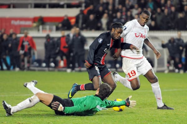 Peguy Luyindula lors de PSG-Twente (4-0, Ligue Europa), le 18 décembre 2008