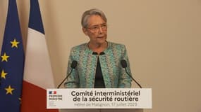 La Première ministre Élisabeth Borne lors d'un comité interministériel le 17 juillet 2023.