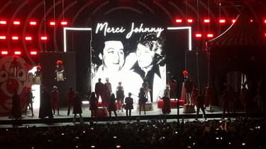 L'hommage à Johnny Hallyday durant le spectacle 2018 des Enfoirés