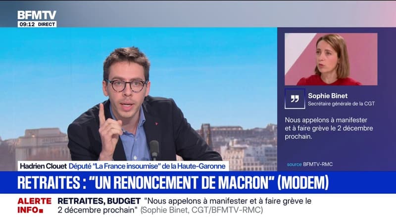 Réforme des retraites: "Ce n'est pas une suspension, c'est un décalage", dénonce Hadrien Clouet (LFI)