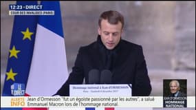 Macron: "Jean d'Ormesson fut ce long été auquel nous nous sommes chauffés avec gourmandise"