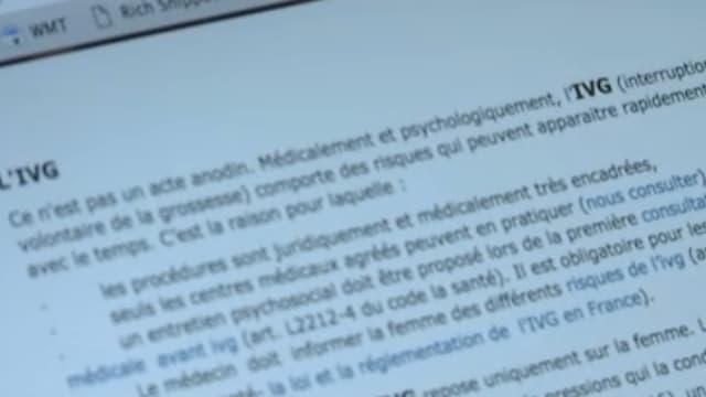La page d'un site internet sur l'IVG qui propose un numéro vert mettant en lien les femmes et des militantes pro-vie.