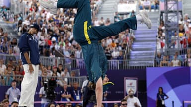Rachael 'Raygun' Gunn lors de sa prestation contre la Française Sya Dembele, le 9 août, sur le site olympique de La Concorde.