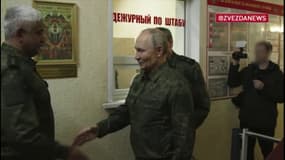Vladimir Poutine dans la région de Koursk, ce mercredi 12 mars.