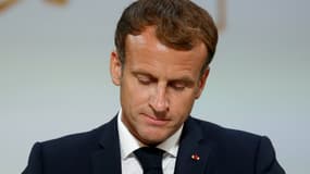 Le président français Emmanuel Macron lors d'une cérémonie en mémoire des harkis, au palais de l'Elysée, le 20 septembre 2021