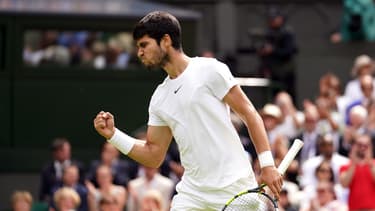 Carlos Alcaraz lors de la finale de Wimbledon le 16 juillet 2023.