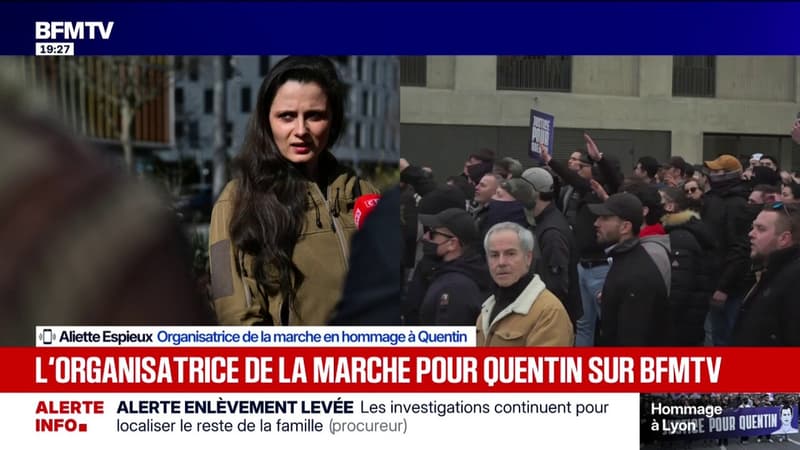 Saluts nazis durant la marche pour Quentin Deranque: Aliette Espieux, organisatrice de la marche à Lyon, déclare "qu'il n'y a absolument pas eu de saluts nazis"