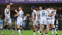 La satisfaction des joueurs de l'UBB après leur victoire chez le MHR, leader, le 24 avril 2022