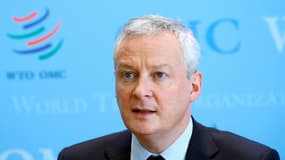 Le ministre français de l'Economie et des Finances Bruno Le Maire au siège de l'OMC à Genève, le 1er avril 2021