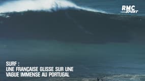  Surf : Une Française glisse sur une vague immense au Portugal