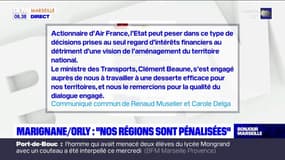 Fin de la liaison Marignane-Orly: les élus rencontrent Clément Beaune