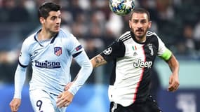 Alvaro Morata (à gauche) et Leonardo Bonucci