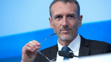 Le PDG de Danone, Emmanuel Faber, lors d'une assemblée générale du groupe à Paris, le 26 avril 2018
