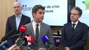 Le Premier ministre démissionnaire, Gabriel Attal, à Roquelaure, dans le Gers, le 30 juillet 2024