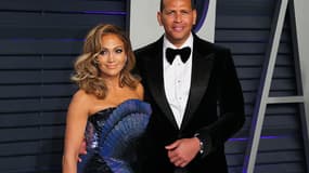 Jennifer Lopez et Alex Rodriguez à la fête post-Oscars 2019, le 25 février à Hollywood.