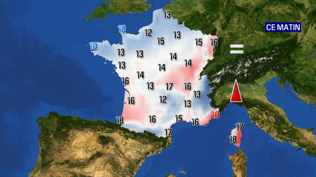 Les températures de ce samedi matin. Les températures de ce samedi matin.
