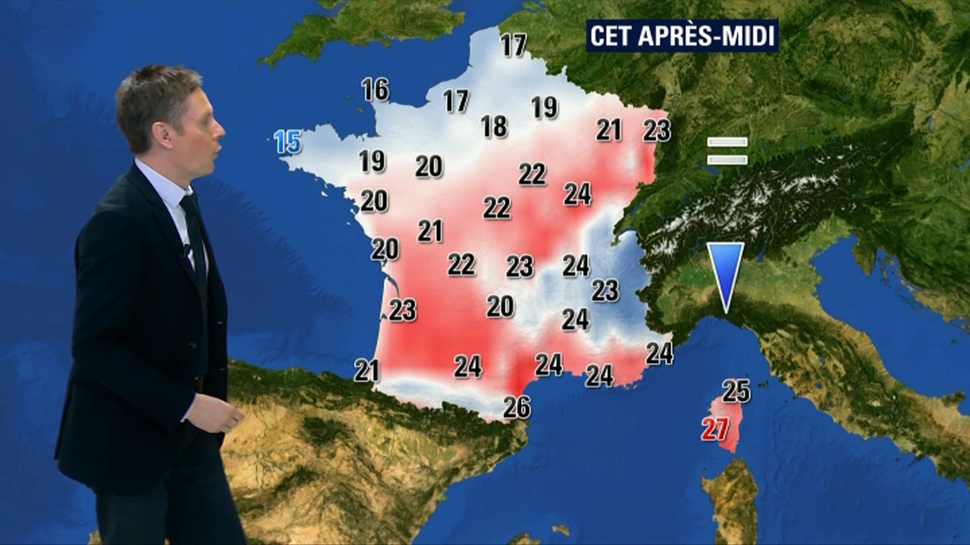 Les températures prévues ce dimanche après-midi