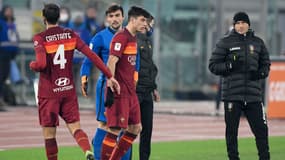 Les joueurs de la Roma contre Spezia en Coupe d'Italie, le 19 janvier 2021