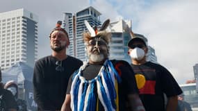 Des aborigènes participent à la manifestation contre le racisme et les violences policières, le 13 juin 2020 à Perth, en Australie (photo d'illustration)