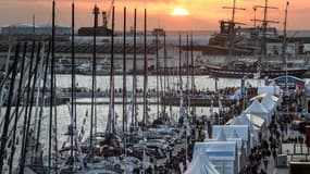 Les bateaux engagés dans la Transat Jacques Vabre, à la veille du départ au port du Havre le 6 novembre 2021