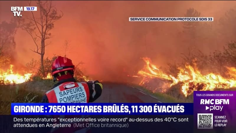 Incendies en Gironde: 7650 hectares brûlés et 11.300 personnes évacuées